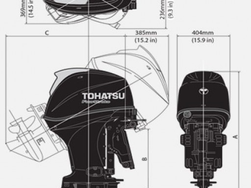 Лодочный мотор Tohatsu MFS50 A ETL Габаритные размеры